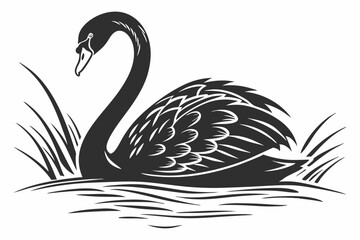 swan silhoette black vector