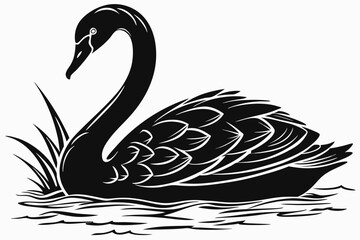 swan silhoette black vector