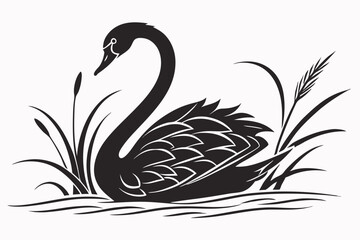 swan silhoette black vector