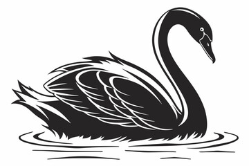 swan silhoette black vector