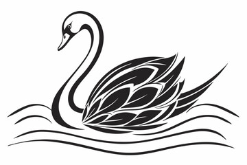 swan silhoette black vector