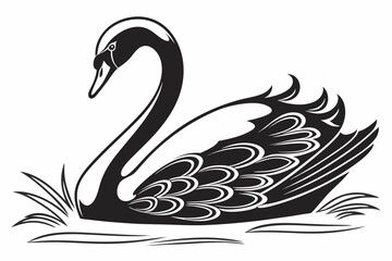 swan silhoette black vector