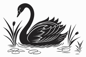 swan silhoette black vector