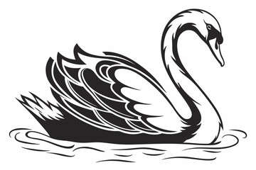 swan silhoette black vector