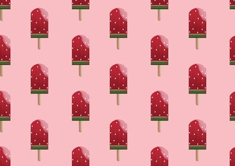 Delicious watermelon flavored ice cream bar vector pattern illustration. Perfect for wallpapers, assets, etc.