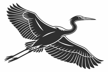egret sihouette black vector