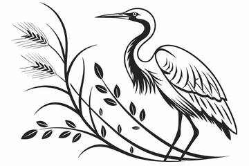 egret sihouette black vector