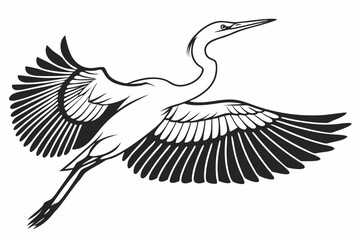 egret sihouette black vector