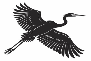 egret sihouette black vector