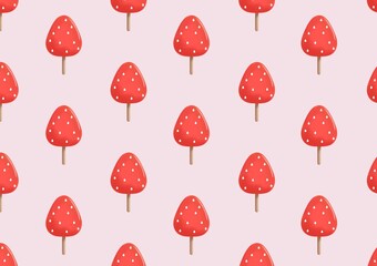 Delicious strawberry ice cream bar vector pattern illustration. Perfect for wallpapers, assets, etc.