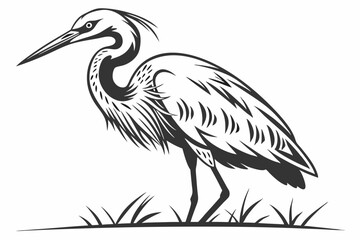 egret sihouette black vector