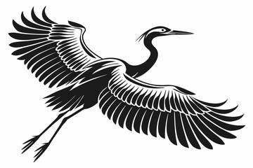 egret sihouette black vector