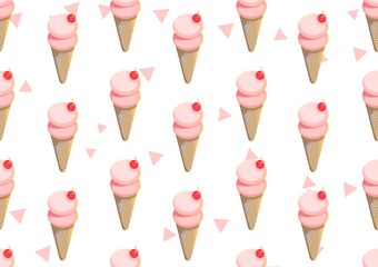 Delicious strawberry ice cream vector pattern illustration. Perfect for wallpapers, assets, etc.