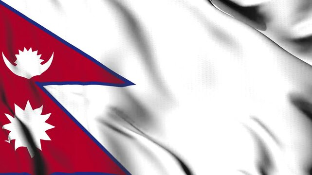 The Nepal country flag waves in the wind.