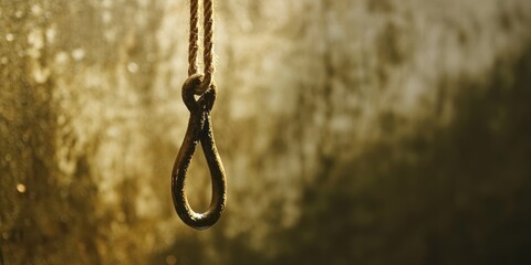 Plumb line hanging from a hook