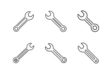 wrench icon line art vector illustration