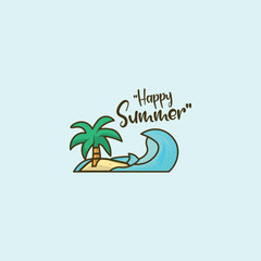 Happy summer isolated background