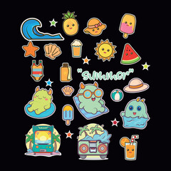 Cute Summer Elements Sticker Set
