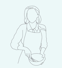 woman stirring dough.  beautiful woman with bread dough