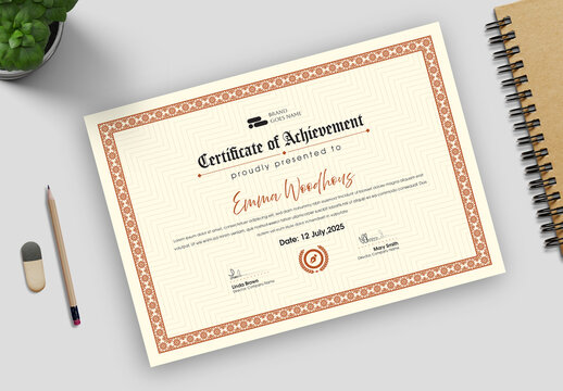 Classic And Retro Vibe Certificate Layout