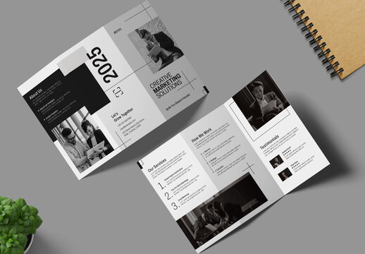 Minimal Trifold Brochure Layout Design For Marketing Agency