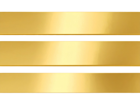 Three horizontal gold stripes on a transparent background