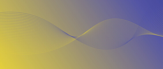 Abstract wave lines in blue yellow gradient on minimalist background. Futuristic and dynamic look, perfect for tech, digital, and modern design projects.