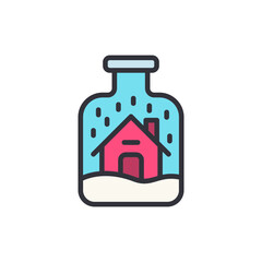 Charming Winter Home Inside Snow Globe Festive Season Illustration