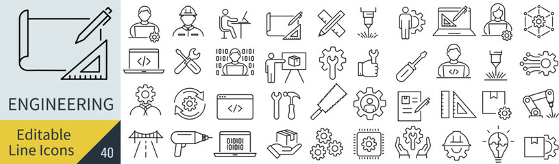 線の編集ができるエンジニアリングに関するアイコンセット（アウトライン化していない）
