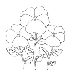 Graphic line art flowers. Outline abstract floral elements. Coloring book. Coloring page