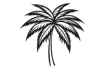 Obraz premium Palm tree hand drawn black vector illustration icon on white background