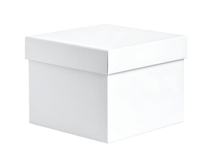 Fototapeta premium Plain white square box with a lid. Isolated transparent background