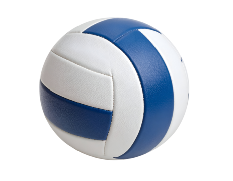 Blue and white leather volleyball on a transparent background