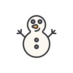 Cheerful Winter Snowman Icon Isolated On Transparent Background Design