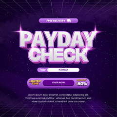 Payday Shopping Sale discount deals with Dark purple gradient Editable text effect Galaxy Futuristic style Premium Promotion Marketing banner