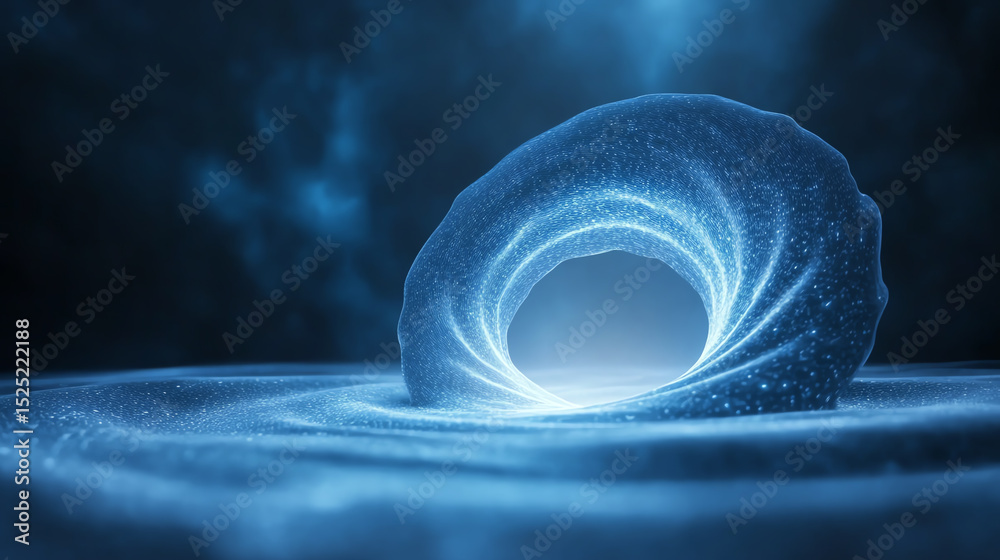 Poster a captivating representation of a swirling blue vortex, symbolizing energy and motion in a futuristi