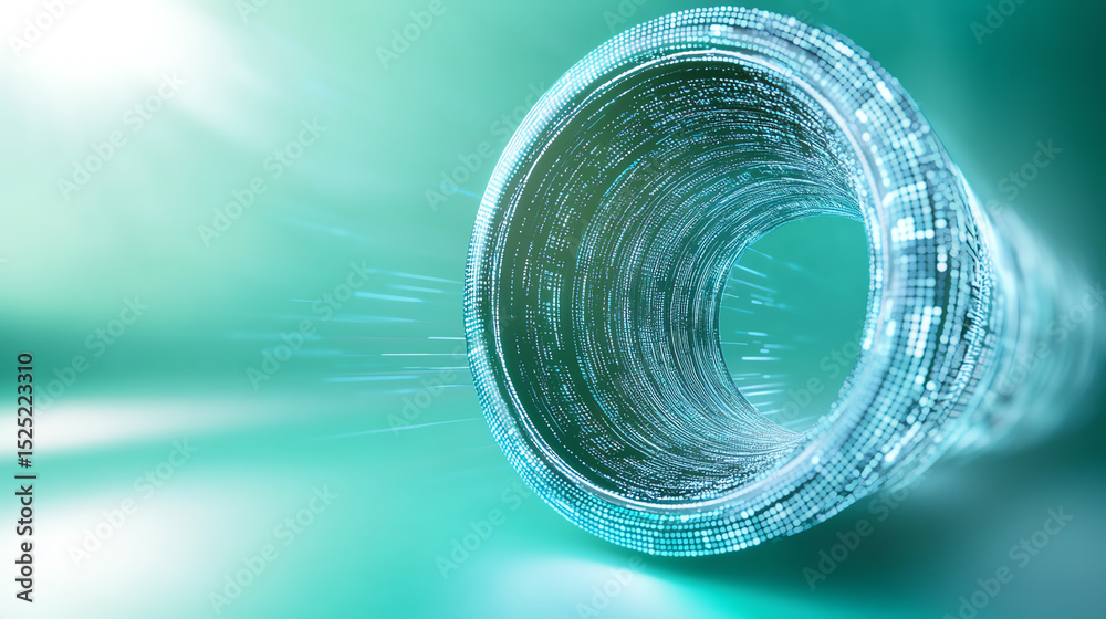 Aufkleber A futuristic tunnel representing digital data flow, conveying speed and innovation in technology and communication.