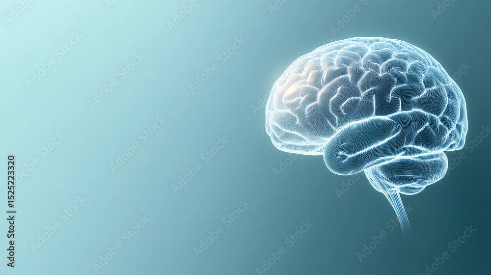 Aufkleber a glowing illustration of a human brain, symbolizing thought, creativity, and cognitive function aga