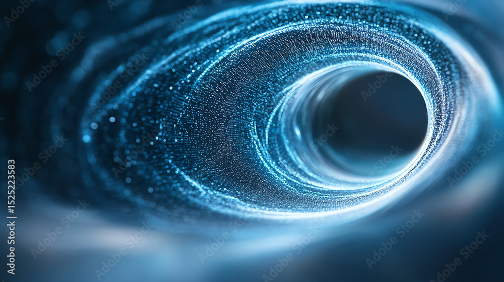 Aufkleber A mesmerizing blue vortex swirling with light particles, creating a sense of depth and motion in a cosmic environment.