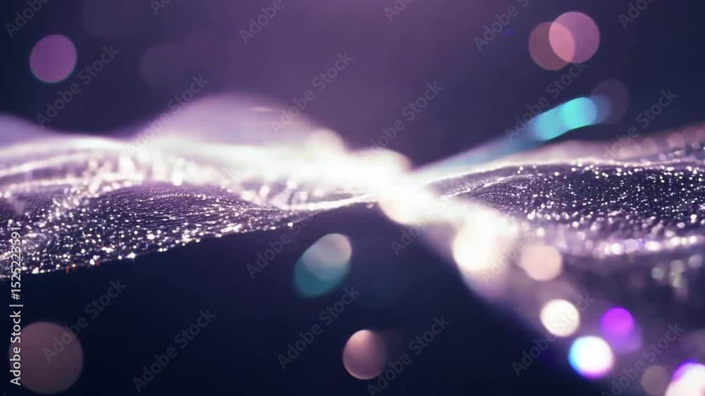 Poster abstract digital background with shimmering particles and waves, creating dreamy atmosphere of light