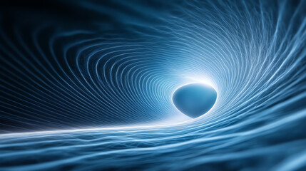 Obraz premium A mesmerizing abstract image depicting a glowing orb surrounded by fluid blue waves, symbolizing energy and motion.