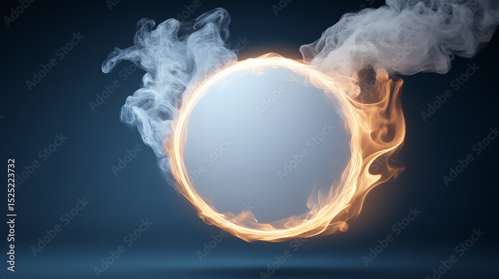 Aufkleber A mesmerizing swirl of smoke and flames encapsulates a glowing orb, creating an ethereal visual effect perfect for digital art.