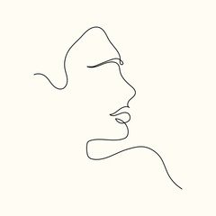 Hand drawn a side face one line art