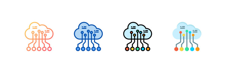 Obraz premium Cloud icon set multiple style collection