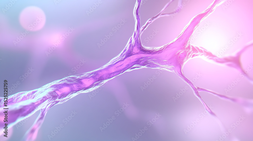 Aufkleber a vibrant depiction of a neuron showcasing intricate structures and connections in shades of purple,
