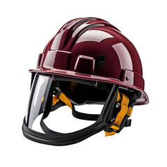 Fototapeta premium Burgundy Firefighter Helmet with Face Shield