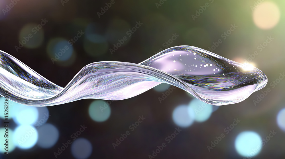 Poster Abstract representation of fluid dynamics, showcasing wave patterns and shimmering bubbles in a captivating visual display.
