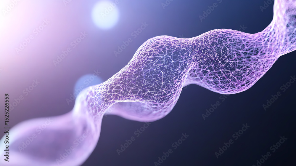 Poster Abstract representation of molecular structure, showcasing intricate details and vibrant colors against a blurred background.