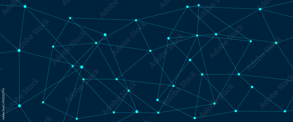 Wall mural abstract global pattern geometric polygonal space background and network connections with bokeh poin