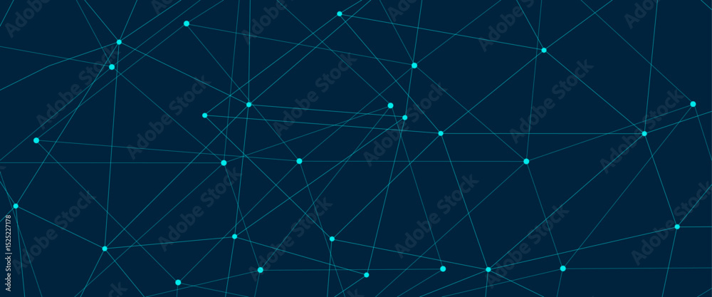 Wall mural abstract global pattern geometric polygonal space background and network connections with bokeh poin